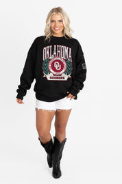 OKLAHOMA SOONERS VICTORY LANE BLACK LABEL PREMIUM FLEECE CREW SWEATSHIRT