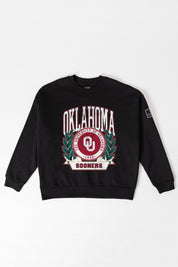 OKLAHOMA SOONERS VICTORY LANE BLACK LABEL PREMIUM FLEECE CREW SWEATSHIRT