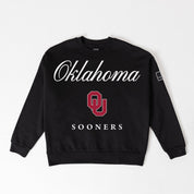 OKLAHOMA SOONERS LEGACY CLUB BLACK LABEL PREMIUM FLEECE DROP SHOULDER CREWNECK