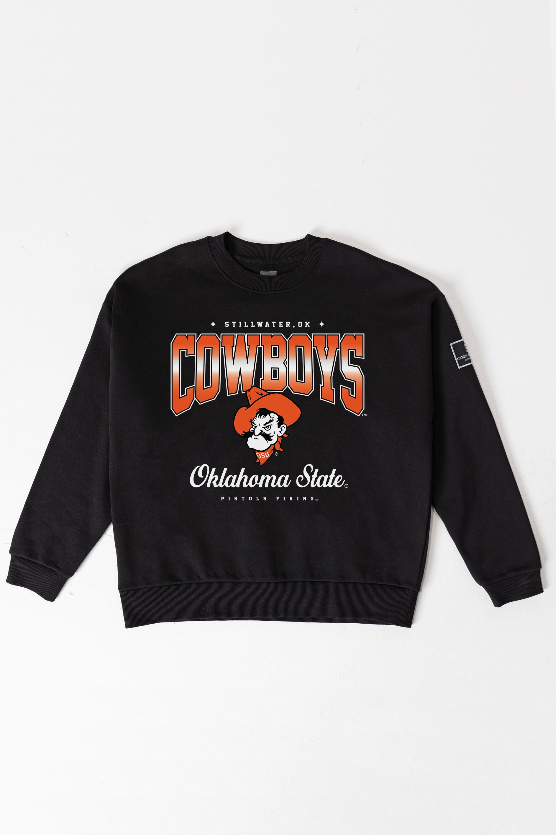 OKLAHOMA STATE COWBOYS POWERHOUSE PLAY BLACK LABEL PREMIUM FLEECE CREW SWEATSHIRT