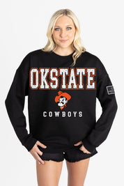 OKLAHOMA STATE COWBOYS LEVEL UP BLACK LABEL PREMIUM FLEECE CREW SWEATSHIRT