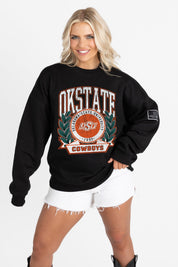 OKLAHOMA STATE COWBOYS VICTORY LANE BLACK LABEL PREMIUM FLEECE CREW SWEATSHIRT