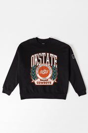 OKLAHOMA STATE COWBOYS VICTORY LANE BLACK LABEL PREMIUM FLEECE CREW SWEATSHIRT
