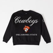 OKLAHOMA STATE COWBOYS LEGACY CLUB BLACK LABEL PREMIUM FLEECE DROP SHOULDER CREWNECK