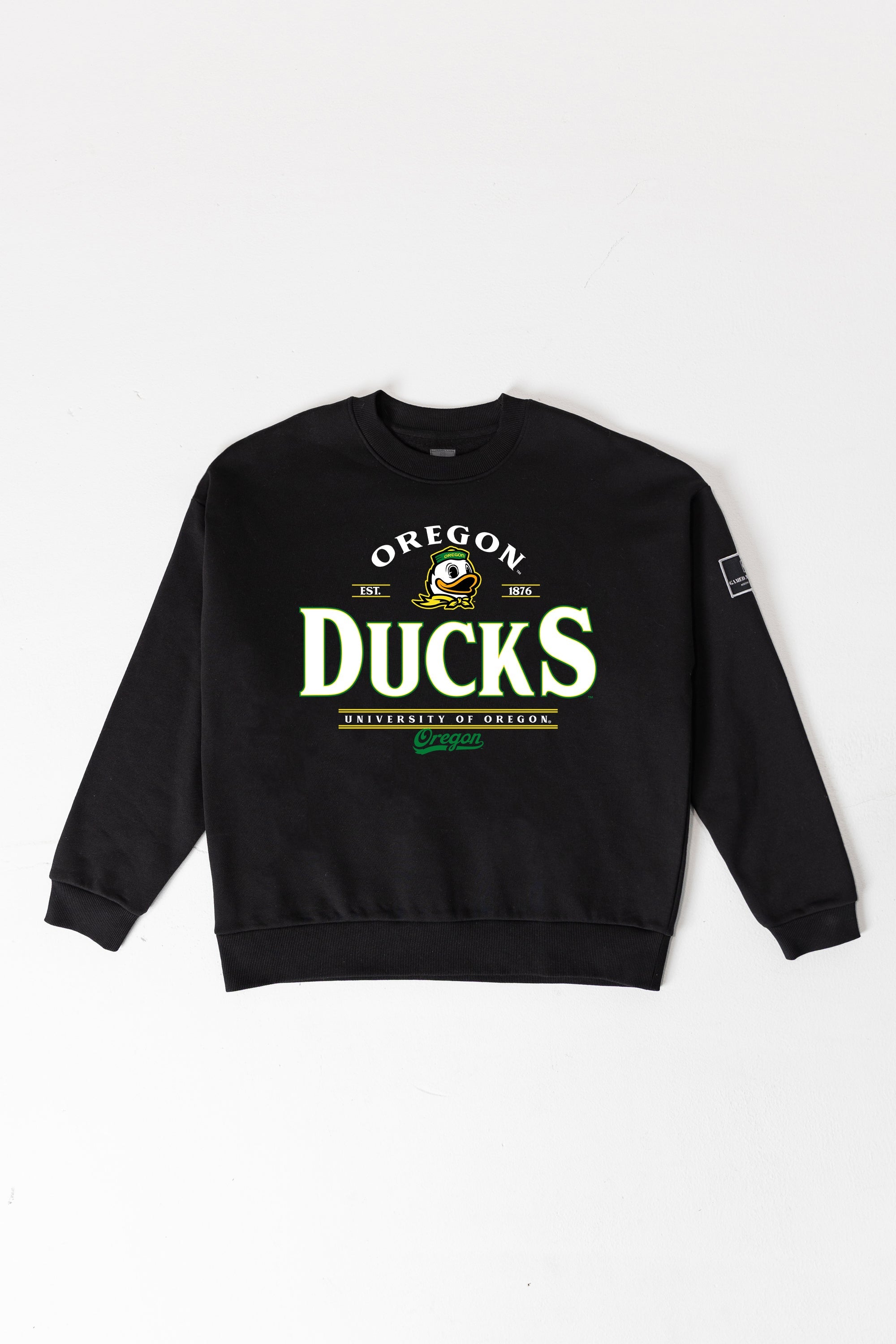 OREGON DUCKS PLAYERS ONLY BLACK LABEL PREMIUM FLEECE DROP SHOULDER CREWNECK