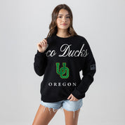 OREGON DUCKS LEGACY CLUB BLACK LABEL PREMIUM FLEECE DROP SHOULDER CREWNECK