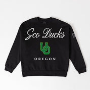OREGON DUCKS LEGACY CLUB BLACK LABEL PREMIUM FLEECE DROP SHOULDER CREWNECK