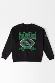 PHILADELPHIA EAGLES BOLD CHEERS BLACK LABEL PREMIUM FLEECE CREW SWEATSHIRT