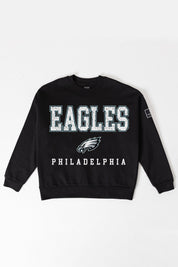 PHILADELPHIA EAGLES LEVEL UP BLACK LABEL PREMIUM FLEECE CREW SWEATSHIRT