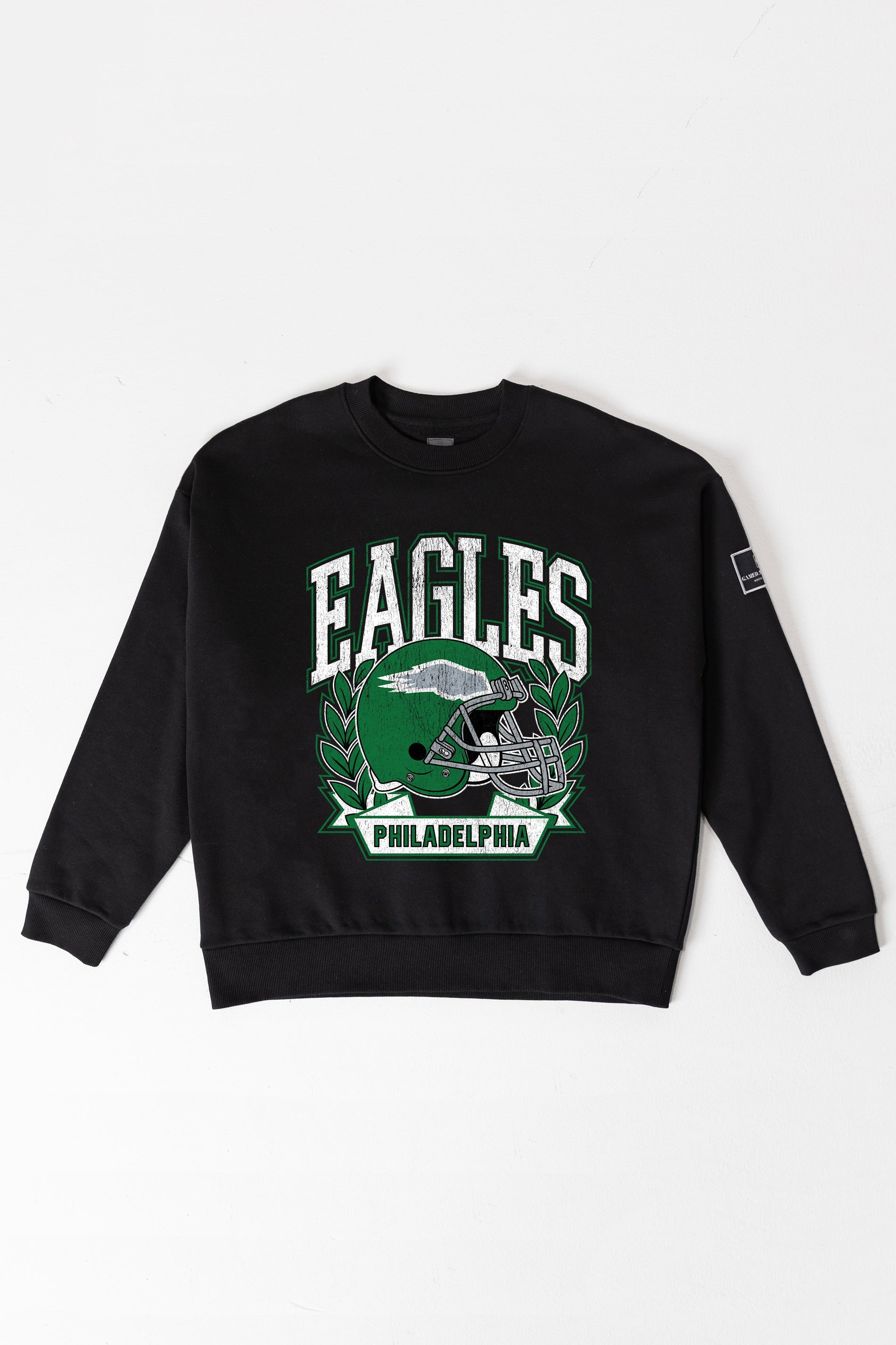 PHILADELPHIA EAGLES VICTORY LANE BLACK LABEL PREMIUM FLEECE CREW SWEATSHIRT