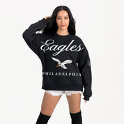 PHILADELPHIA EAGLES LEGACY CLUB BLACK LABEL PREMIUM FLEECE DROP SHOULDER CREWNECK