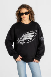 PHILADELPHIA EAGLES BOLD MOVE BLACK LABEL PREMIUM FLEECE DROP SHOULDER CREWNECK