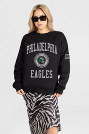 PHILADELPHIA EAGLES FIERCE FLOW BLACK LABEL PREMIUM FLEECE DROP SHOULDER CREWNECK