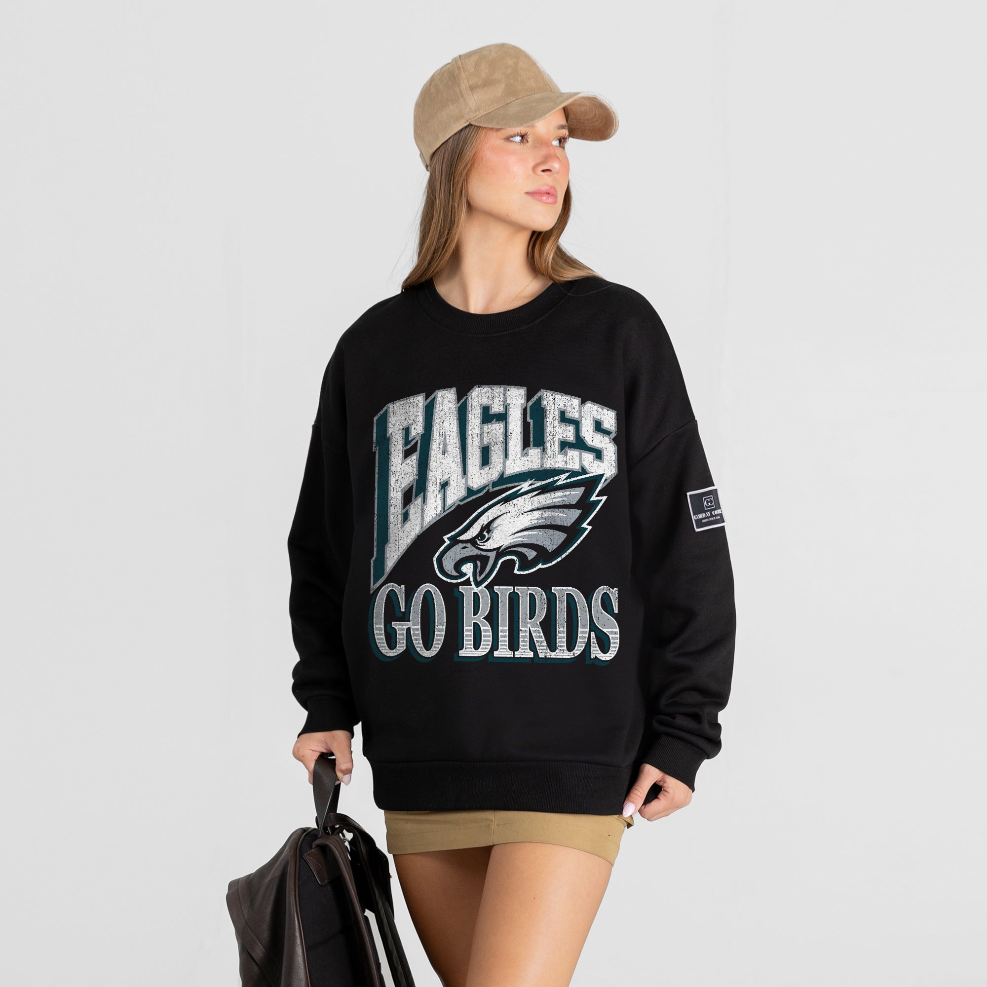 PHILADELPHIA EAGLES VICTORY PRIME BLACK LABEL PREMIUM FLEECE DROP SHOULDER CREWNECK