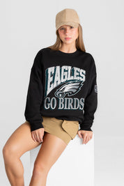 PHILADELPHIA EAGLES VICTORY PRIME BLACK LABEL PREMIUM FLEECE DROP SHOULDER CREWNECK