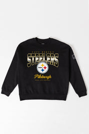PITTSBURGH STEELERS POWERHOUSE PLAY BLACK LABEL PREMIUM FLEECE CREW SWEATSHIRT