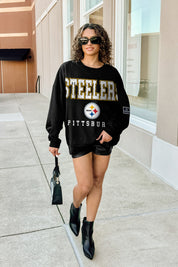 PITTSBURGH STEELERS LEVEL UP BLACK LABEL PREMIUM FLEECE CREW SWEATSHIRT