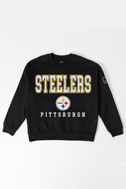 PITTSBURGH STEELERS LEVEL UP BLACK LABEL PREMIUM FLEECE CREW SWEATSHIRT