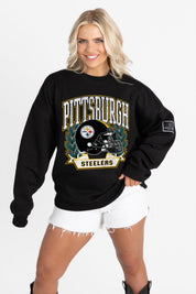 PITTSBURGH STEELERS VICTORY LANE BLACK LABEL PREMIUM FLEECE CREW SWEATSHIRT