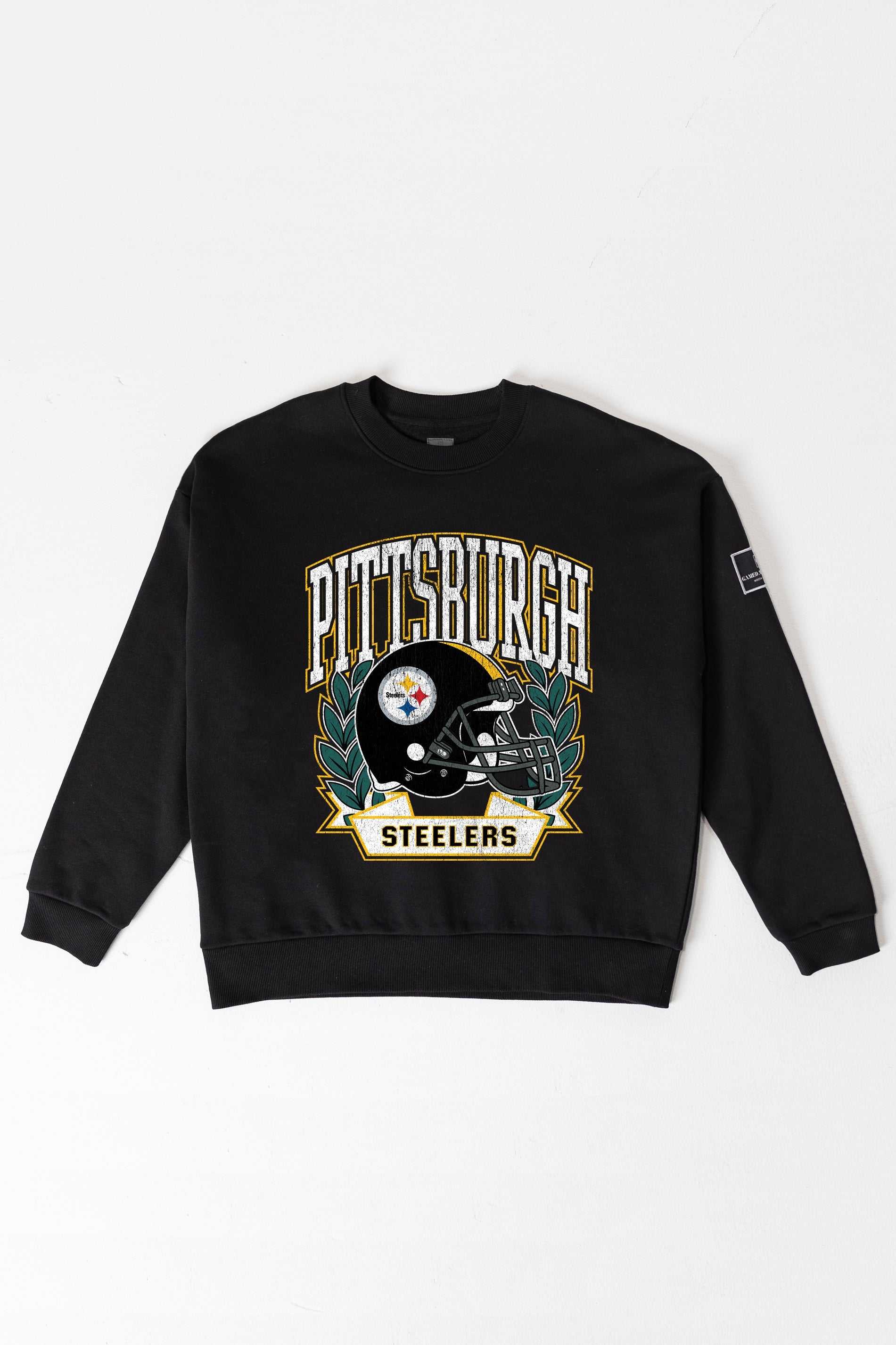 PITTSBURGH STEELERS VICTORY LANE BLACK LABEL PREMIUM FLEECE CREW SWEATSHIRT
