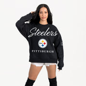 PITTSBURGH STEELERS LEGACY CLUB BLACK LABEL PREMIUM FLEECE DROP SHOULDER CREWNECK