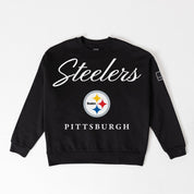 PITTSBURGH STEELERS LEGACY CLUB BLACK LABEL PREMIUM FLEECE DROP SHOULDER CREWNECK