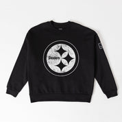PITTSBURGH STEELERS BOLD MOVE BLACK LABEL PREMIUM FLEECE DROP SHOULDER CREWNECK