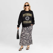 PITTSBURGH STEELERS FIERCE FLOW BLACK LABEL PREMIUM FLEECE DROP SHOULDER CREWNECK