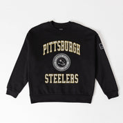 PITTSBURGH STEELERS FIERCE FLOW BLACK LABEL PREMIUM FLEECE DROP SHOULDER CREWNECK