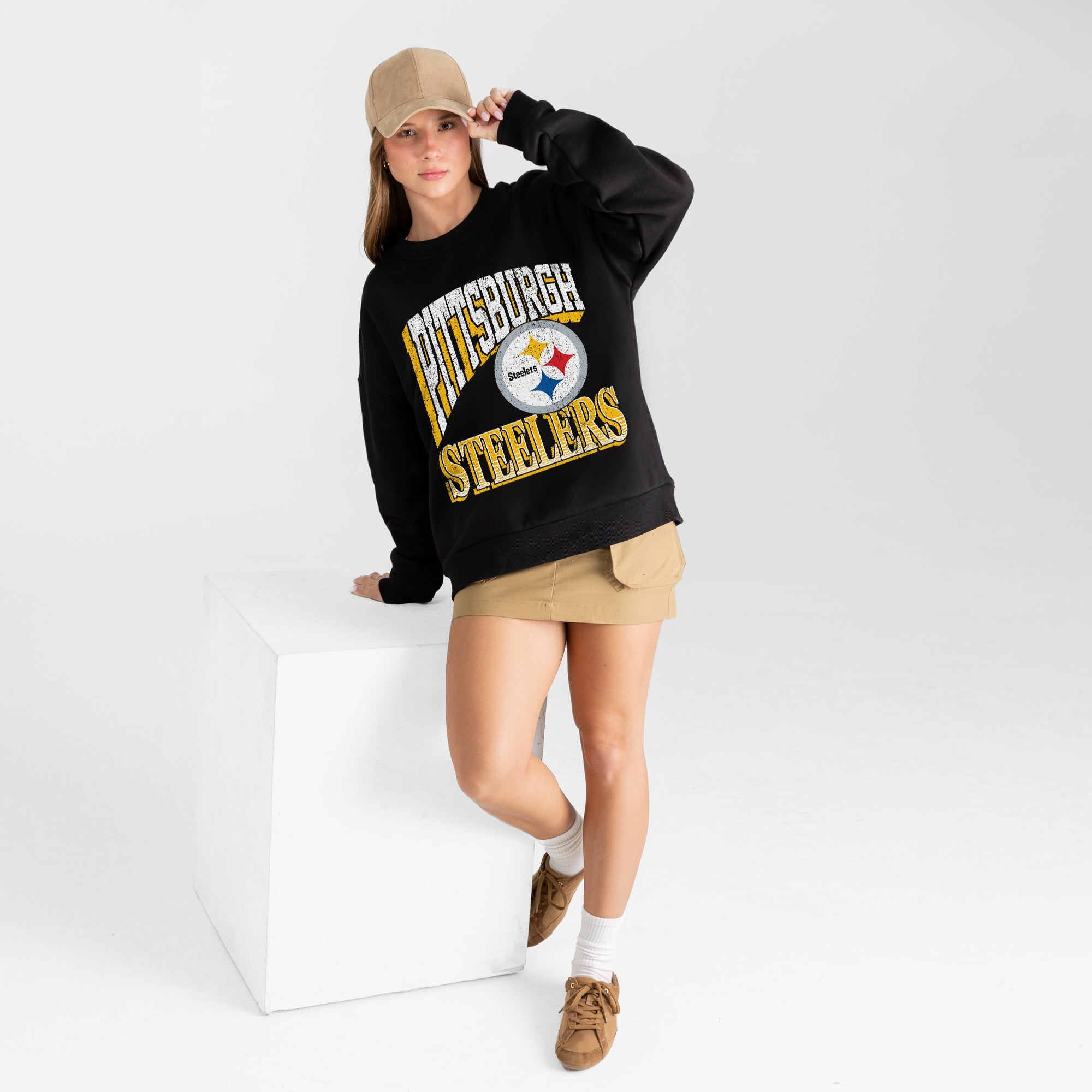 PITTSBURGH STEELERS VICTORY PRIME BLACK LABEL PREMIUM FLEECE DROP SHOULDER CREWNECK