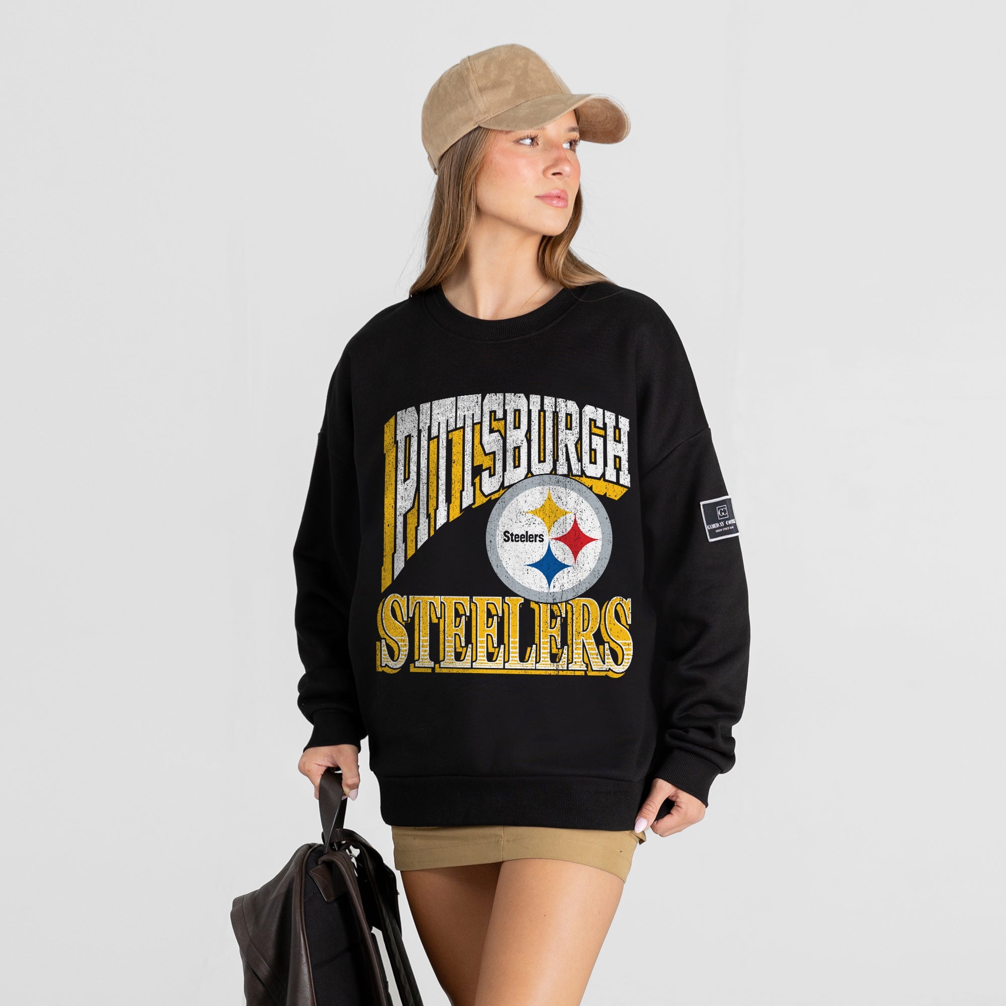 PITTSBURGH STEELERS VICTORY PRIME BLACK LABEL PREMIUM FLEECE DROP SHOULDER CREWNECK