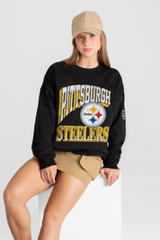 PITTSBURGH STEELERS VICTORY PRIME BLACK LABEL PREMIUM FLEECE DROP SHOULDER CREWNECK