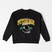 PITTSBURGH STEELERS FIELD FOCUS BLACK LABEL PREMIUM FLEECE DROP SHOULDER CREWNECK