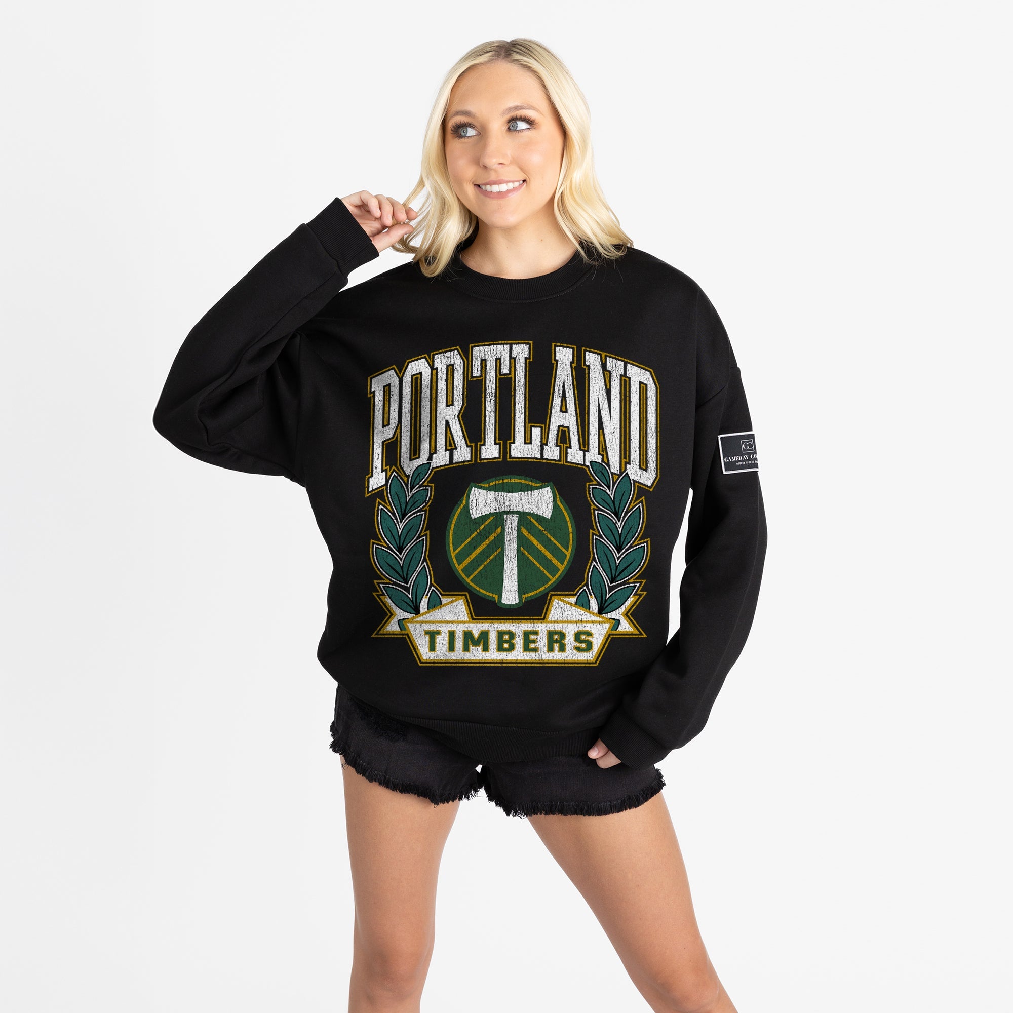 PORTLAND TIMBERS LEGACY CLUB BLACK LABEL PREMIUM FLEECE DROP SHOULDER CREWNECK