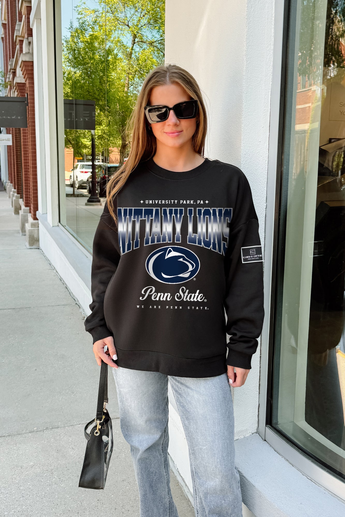 PENN STATE NITTANY LIONS POWERHOUSE PLAY BLACK LABEL PREMIUM FLEECE CREW SWEATSHIRT