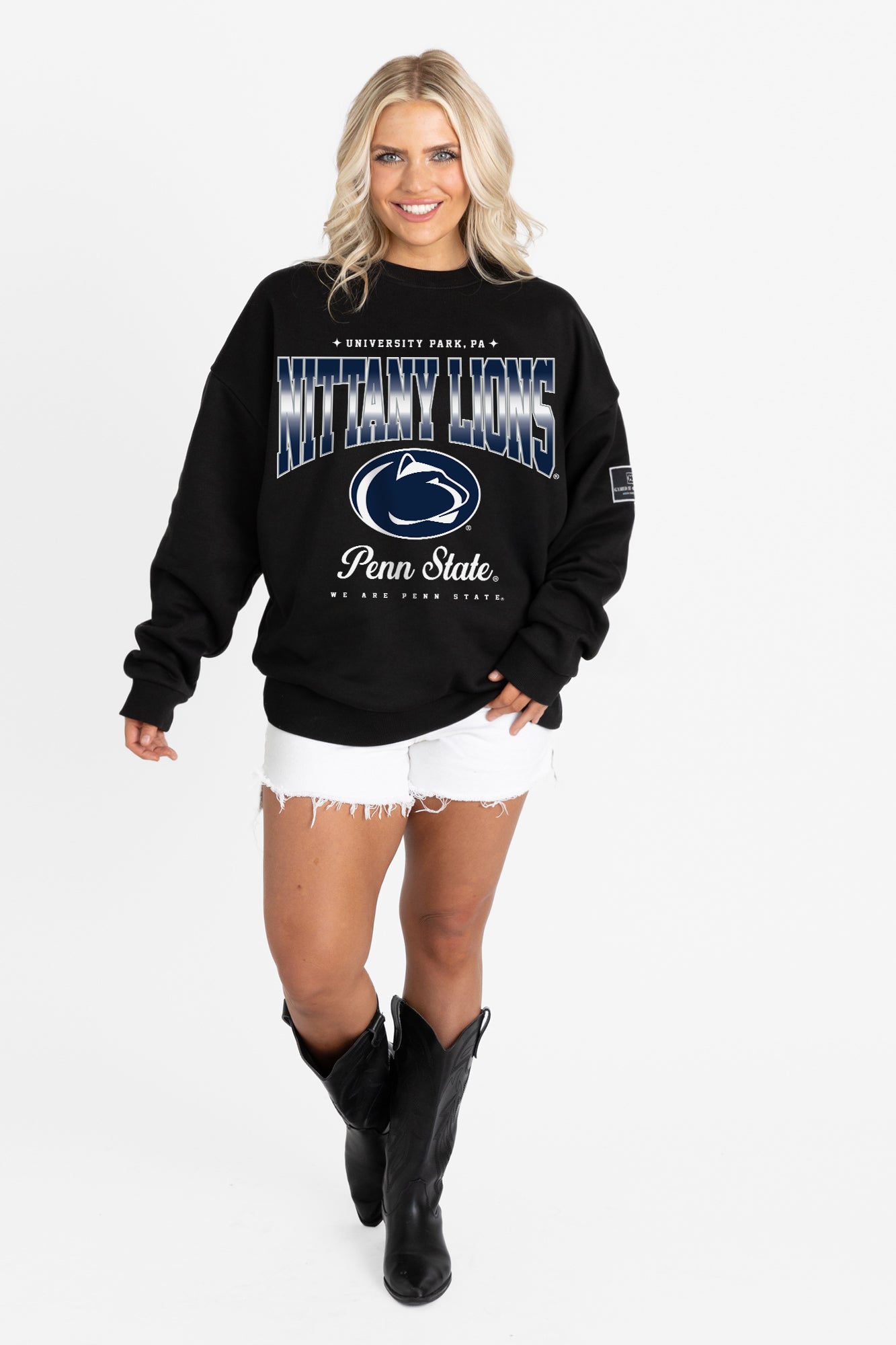 PENN STATE NITTANY LIONS POWERHOUSE PLAY BLACK LABEL PREMIUM FLEECE CREW SWEATSHIRT