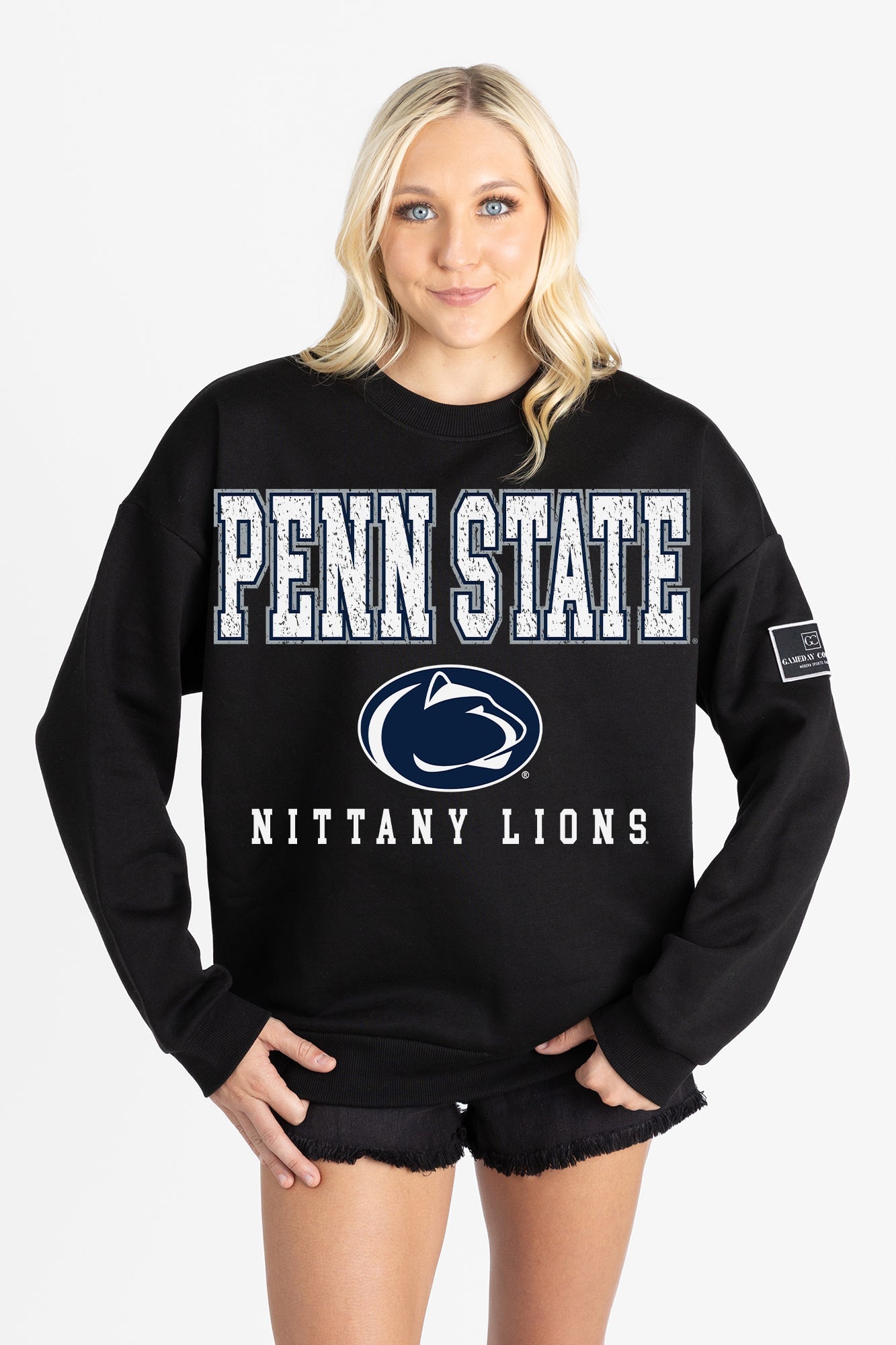 PENN STATE NITTANY LIONS LEVEL UP BLACK LABEL PREMIUM FLEECE CREW SWEATSHIRT