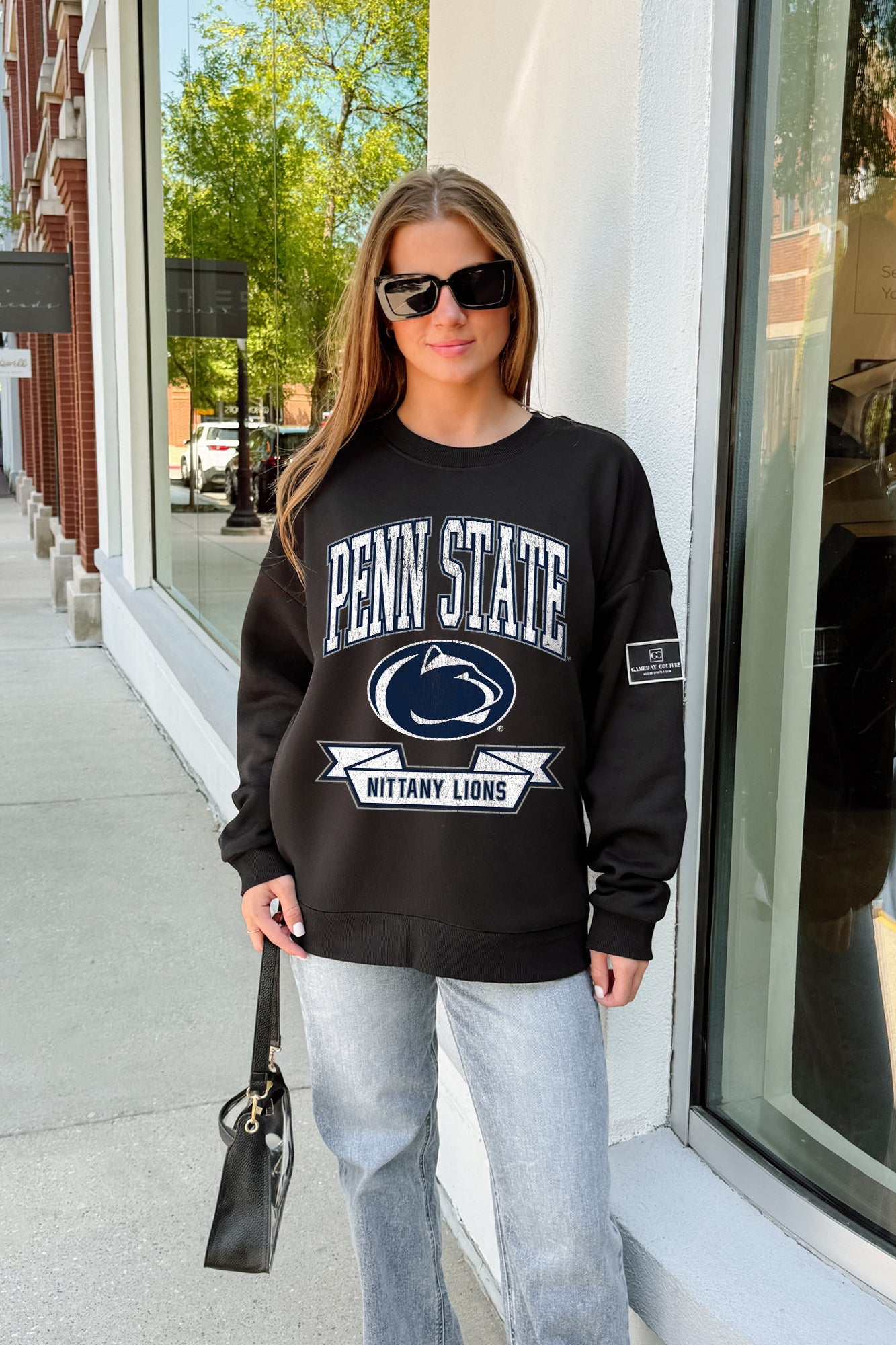 PENN STATE NITTANY LIONS VICTORY LANE BLACK LABEL PREMIUM FLEECE CREW SWEATSHIRT