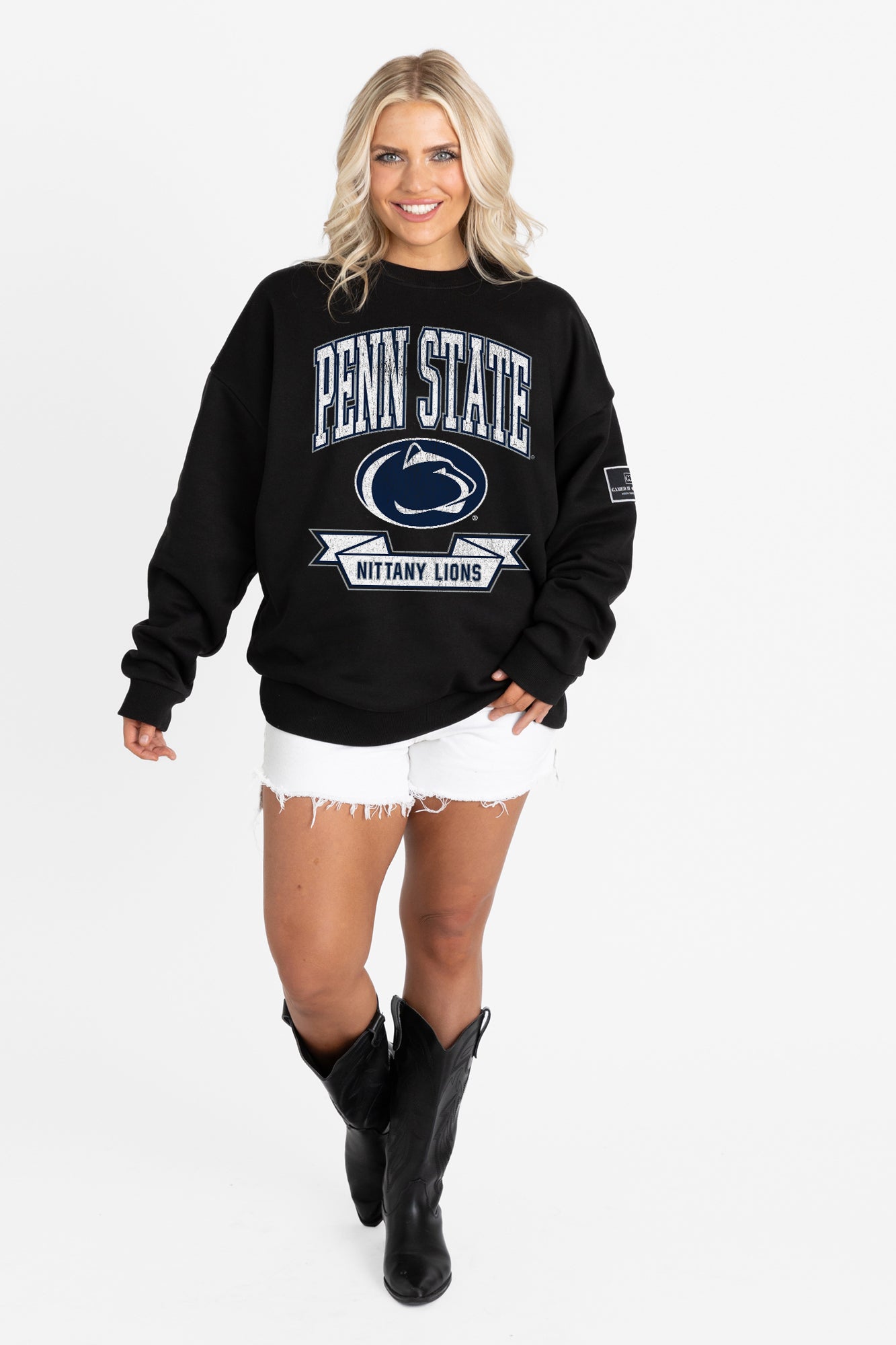 PENN STATE NITTANY LIONS VICTORY LANE BLACK LABEL PREMIUM FLEECE CREW SWEATSHIRT
