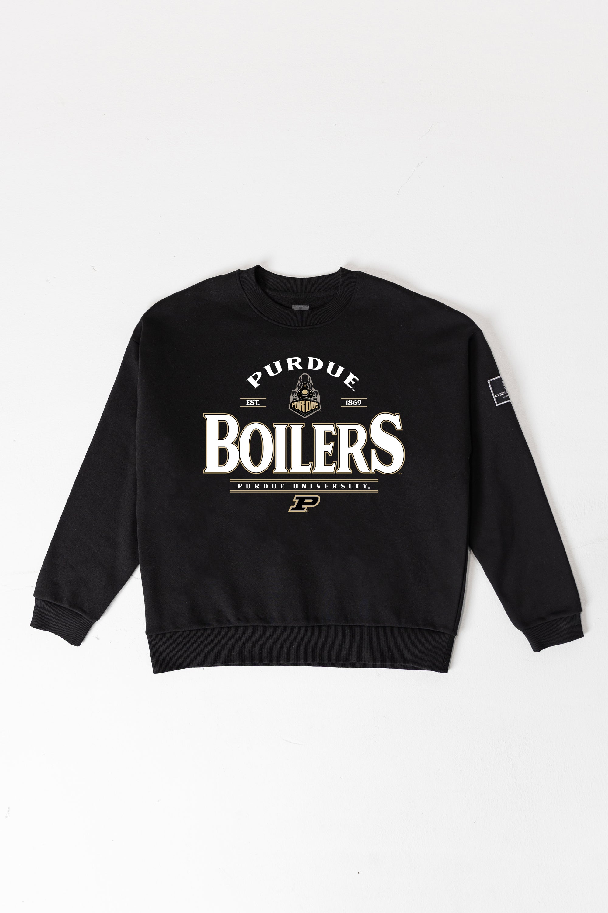 PURDUE BOILERMAKERS PLAYERS ONLY BLACK LABEL PREMIUM FLEECE DROP SHOULDER CREWNECK