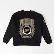PURDUE BOILERMAKERS VICTORY LANE BLACK LABEL PREMIUM FLEECE DROP SHOULDER CREWNECK