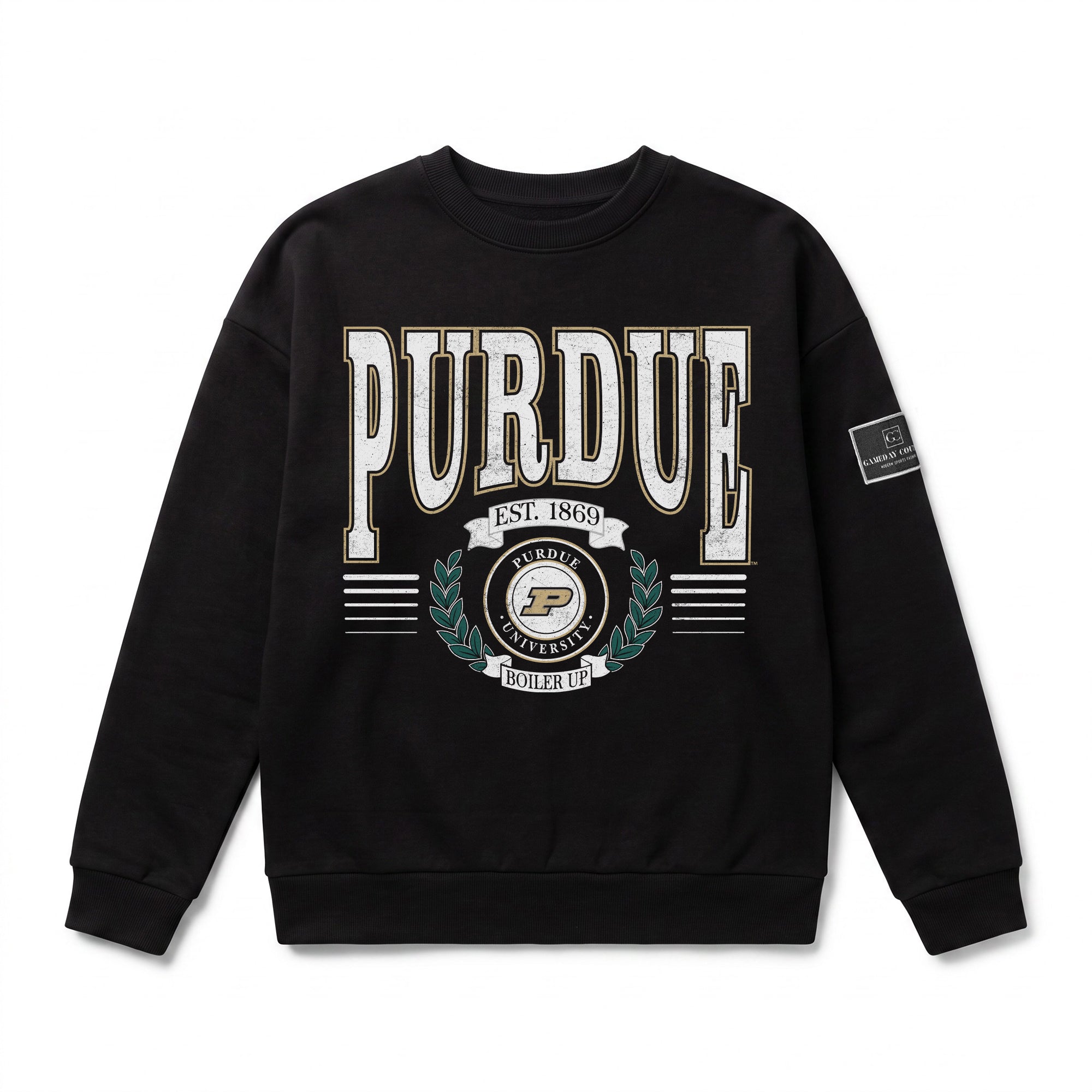 PURDUE BOILERMAKERS HONOR BOUND BLACK LABEL PREMIUM FLEECE CREWNECK