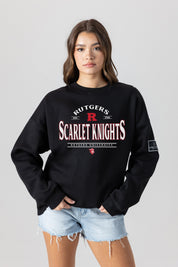 RUTGERS SCARLET KNIGHTS PLAYERS ONLY BLACK LABEL PREMIUM FLEECE DROP SHOULDER CREWNECK