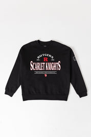 RUTGERS SCARLET KNIGHTS PLAYERS ONLY BLACK LABEL PREMIUM FLEECE DROP SHOULDER CREWNECK