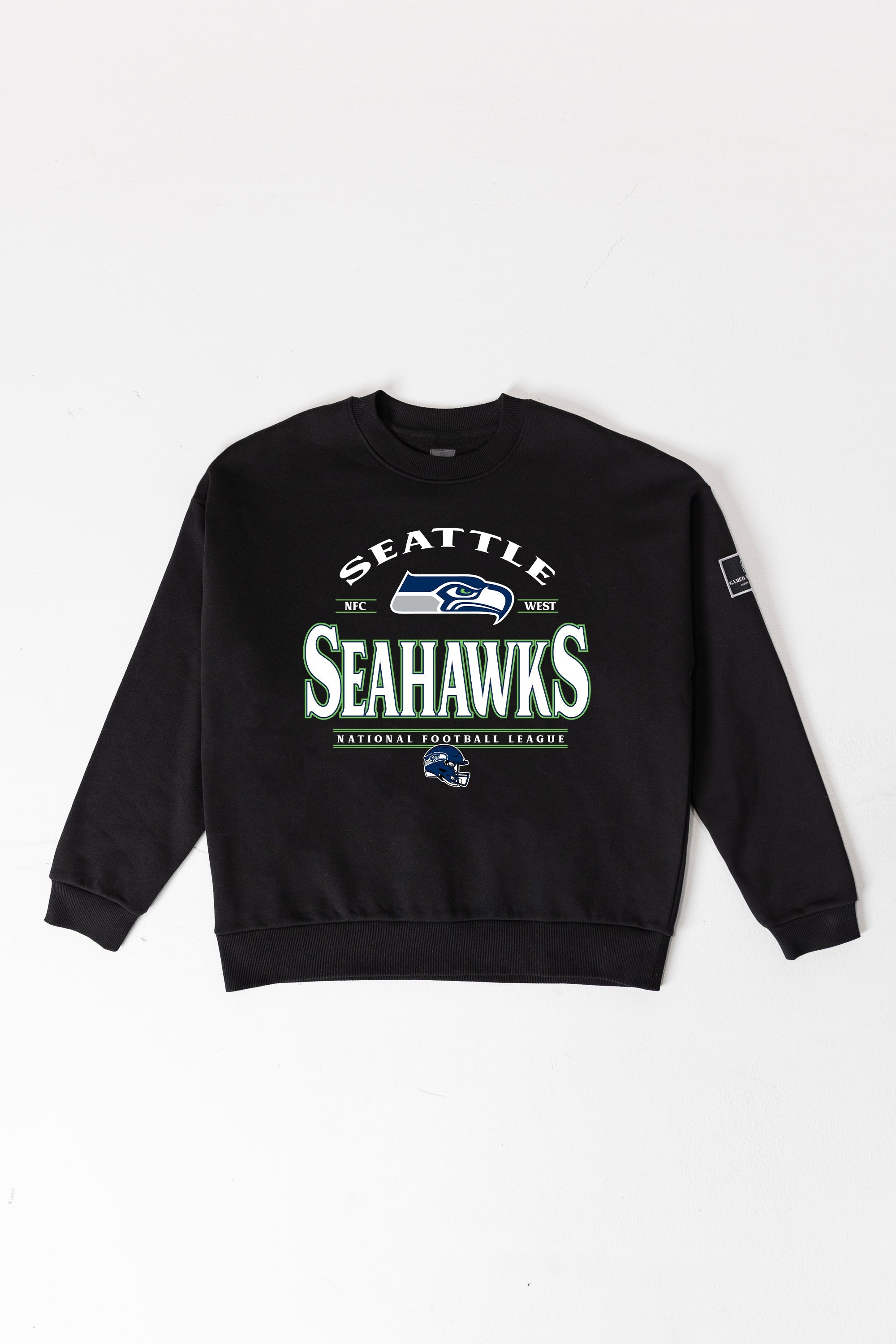 SEATTLE SEAHAWKS PLAYERS ONLY BLACK LABEL PREMIUM FLEECE DROP SHOULDER CREWNECK
