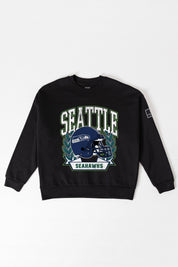 SEATTLE SEAHAWKS VICTORY LANE BLACK LABEL PREMIUM FLEECE CREW SWEATSHIRT