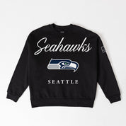 SEATTLE SEAHAWKS LEGACY CLUB BLACK LABEL PREMIUM FLEECE DROP SHOULDER CREWNECK