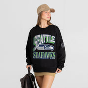 SEATTLE SEAHAWKS VICTORY PRIME BLACK LABEL PREMIUM FLEECE DROP SHOULDER CREWNECK