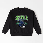SEATTLE SEAHAWKS FIELD FOCUS BLACK LABEL PREMIUM FLEECE DROP SHOULDER CREWNECK