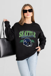 SEATTLE SEAHAWKS FIELD FOCUS BLACK LABEL PREMIUM FLEECE DROP SHOULDER CREWNECK